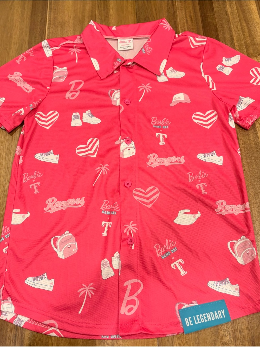 Barbie Game Day x Texas Rangers 2026 Hawaiian Shirt Pink Size M